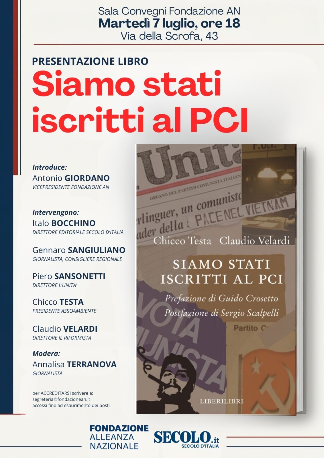 Presentazione del libro: "Siamo stati iscritti al PCI"
